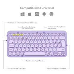 TECLADO BLUETOOTH LOGITECH K380  LAVENDER SKU: 097855178732