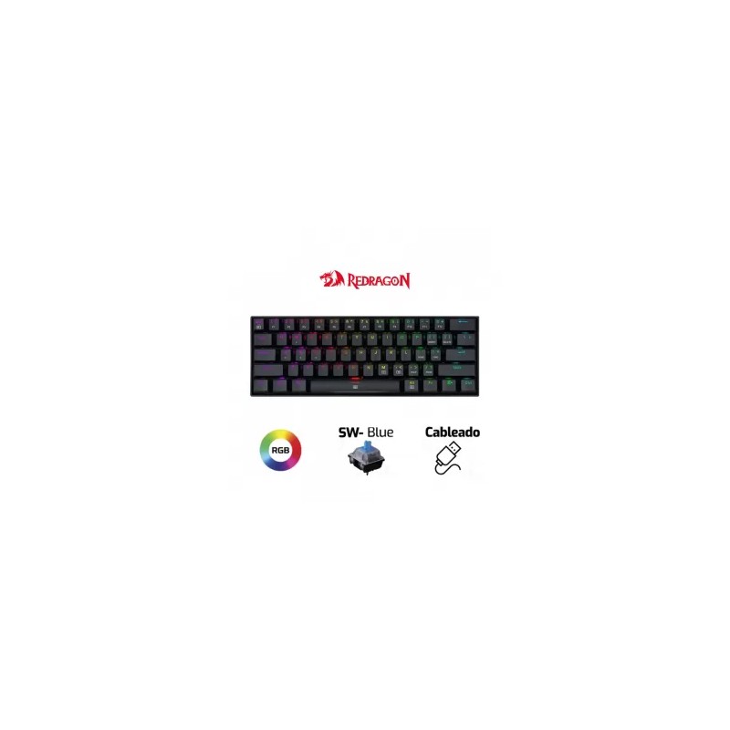 TECLADO REDRAGON DRAGONBORN K630 | INGLES | MECANICO | SW-BLUE | RGB | NEGROSKU: 71363322291204