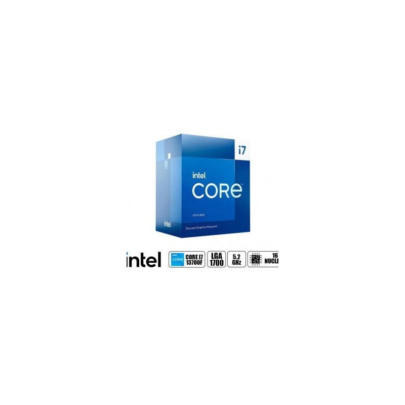 PROCESADOR INTEL CORE I7 13700F 2.1 GHZ HASTA 5.2 GHZ, 30MB, 16 NUCLEOS, NO TIENE GRAFICA INTEGRADA, LGA 1700, CON COOLER