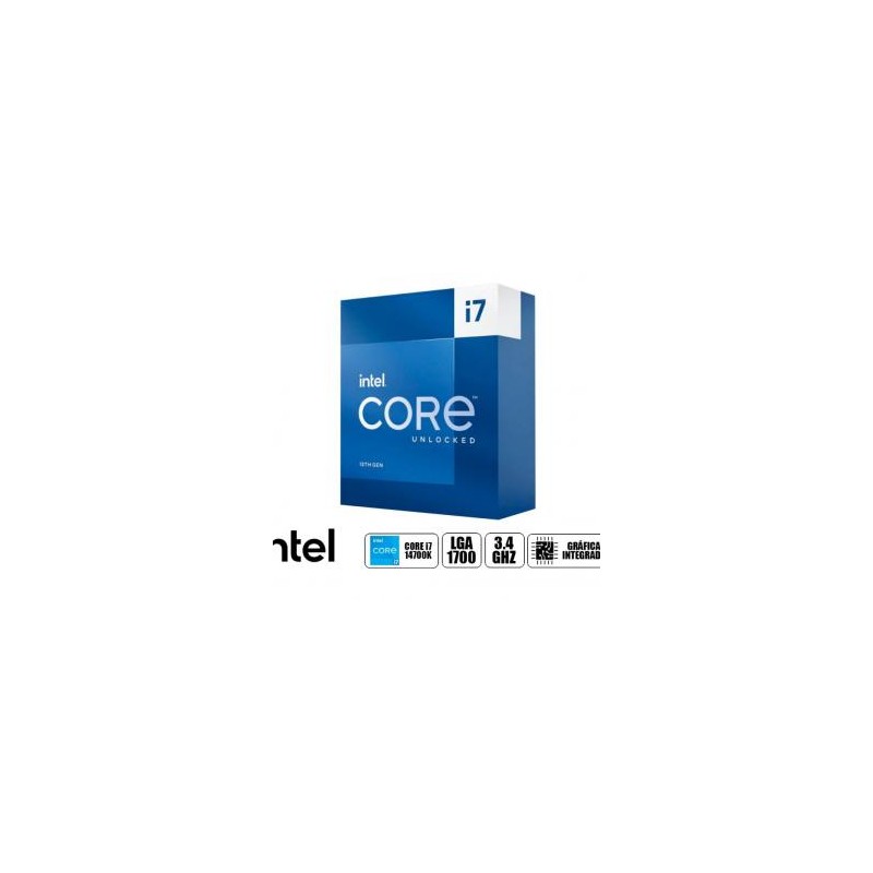 PROCESADOR INTEL CORE I7 14700K 3.4 GHZ HASTA 5.6 GHZ, 33MB, 20 NUCLEOS, GRAFICO INTEGRADO UHD 770, LGA 1700, S/COOLER