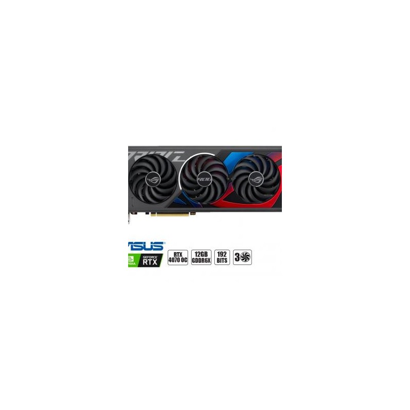 TARJETA DE VIDEO ASUS ROG RTX 4070 12GB GDDR6X GAMING GEFORCE NVIDIA 192 BITS, NO ES OC, 3 VENTILADORES